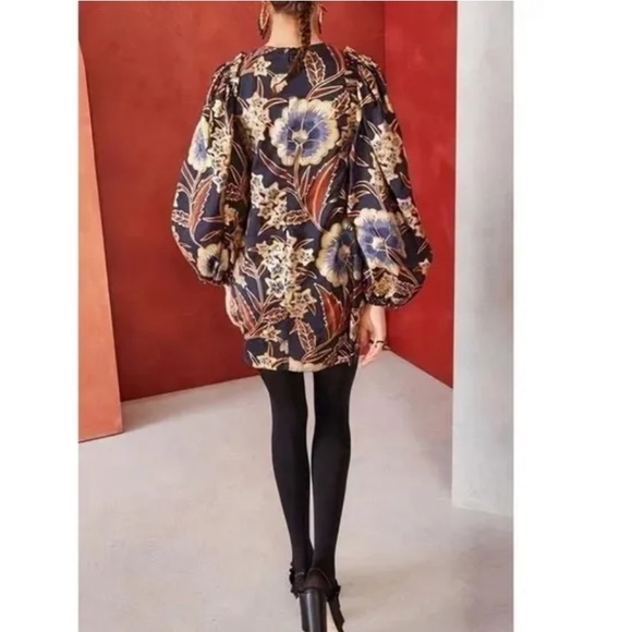 ULLA JOHNSON FLORAL-PRINTED SILK CLAUDINE MINI DRESSS Size 2 - Picture 2 of 8